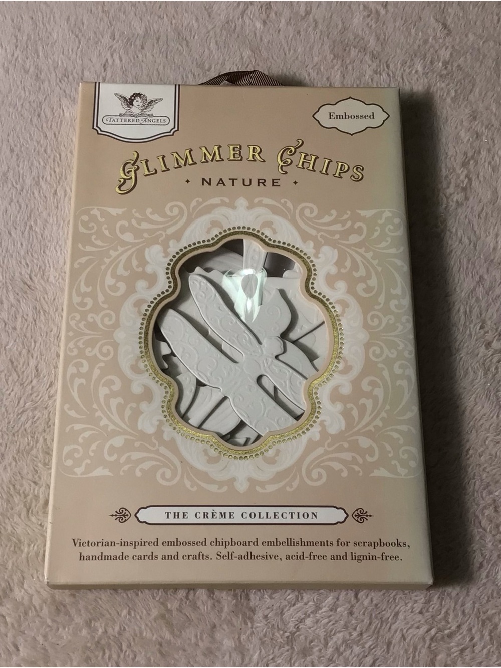 Glimmer Chips Nature Embossed Crème Embellishments
